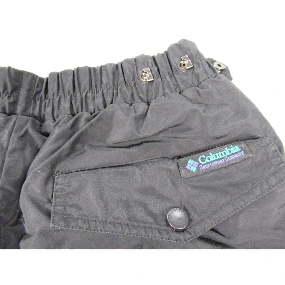 Columbia Rain Pants Men Medium Black Elastic Adjustable Pocket 28x29 Vintage 90s